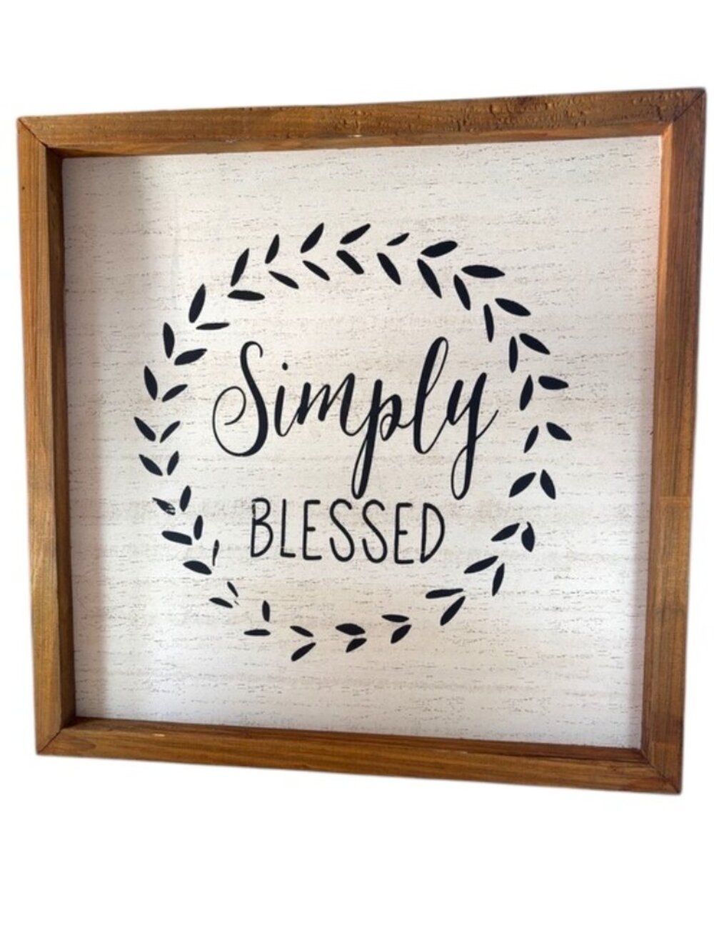 NWT-Ashland Simply Blessed Wall Sign - Black on White with Wood Frame